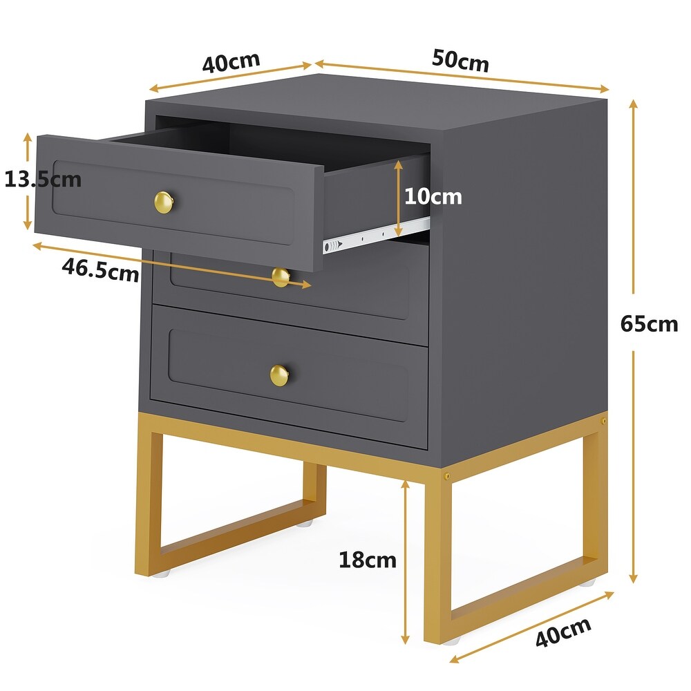 Nightstand  Bed Side Table with 3 Drawers