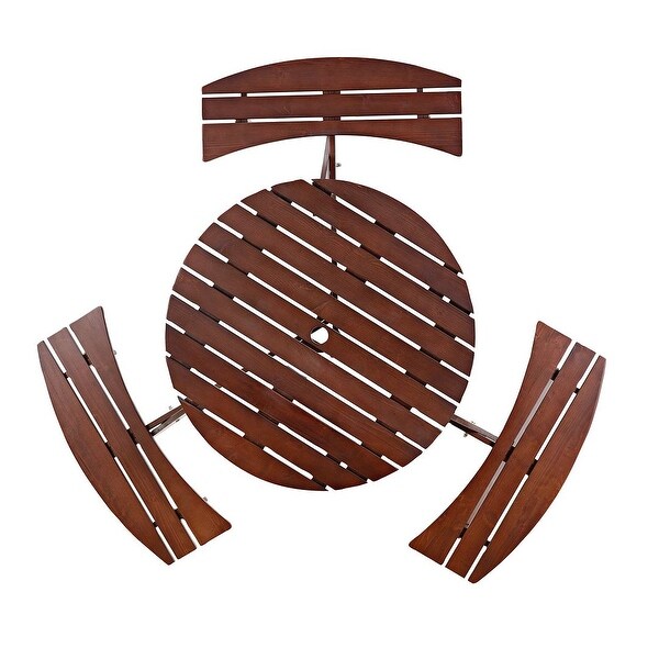 Outdoor round wooden picnic set with umbrella hole (6 persons/8 persons)