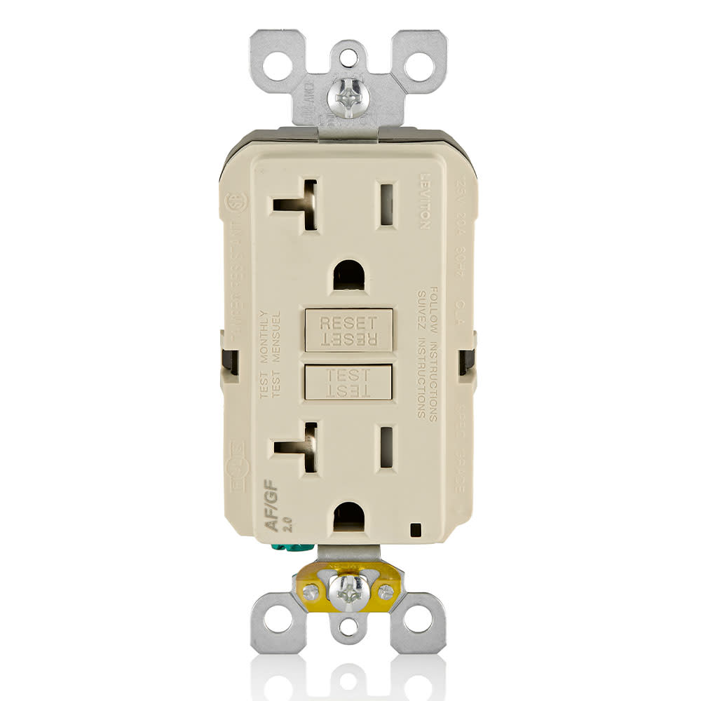 Leviton SmartlockPro AFCI/GFCI Outlet 20A 125V Duplex LightAlmond