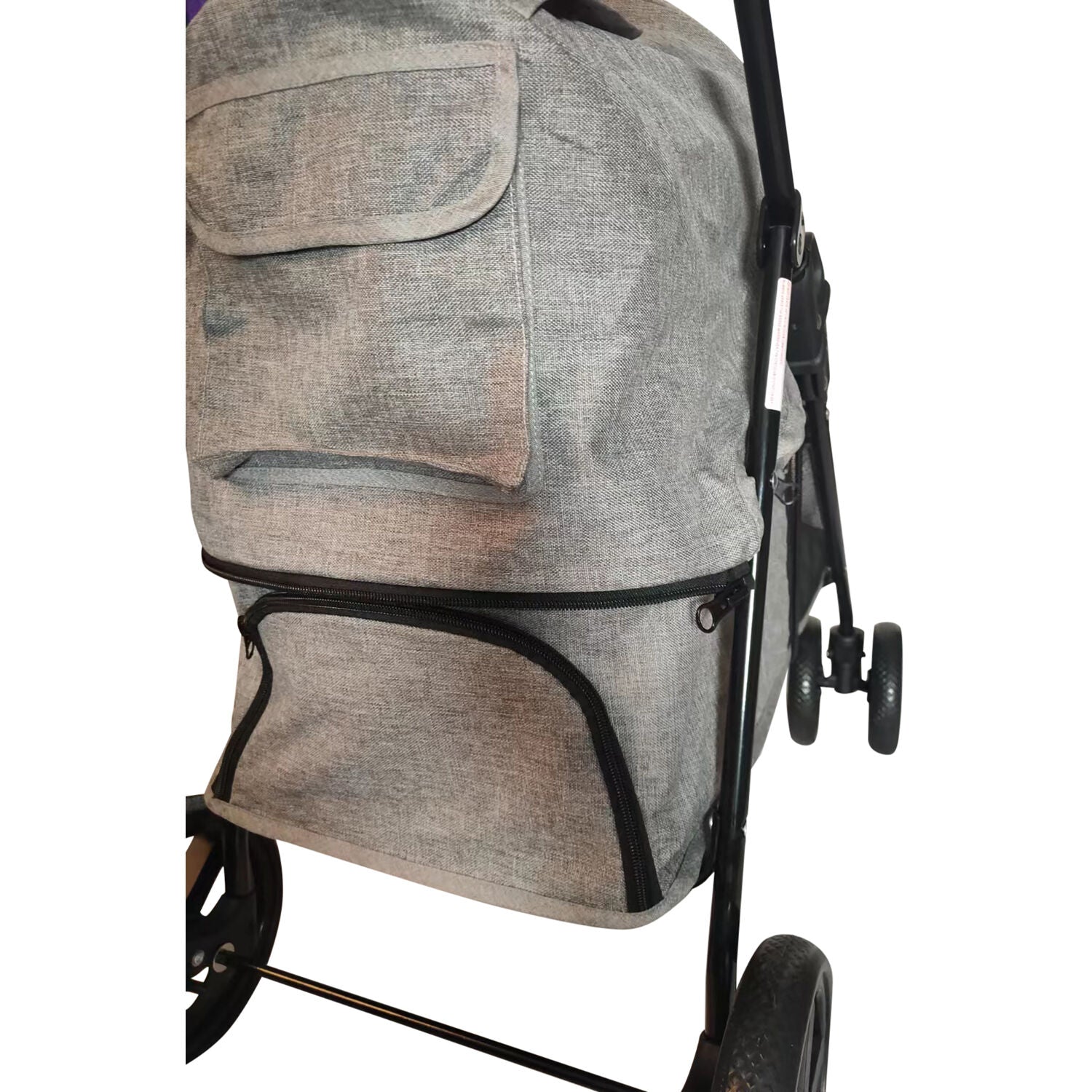 Critter Sitters Grey Foldable Pet Stroller for Small Dogs/Cats with Breathable Scratch Resistant Mesh Windows | Cup Holders | Storage Pockets | Lockable Wheels | Safety Leash | Animal Transportation