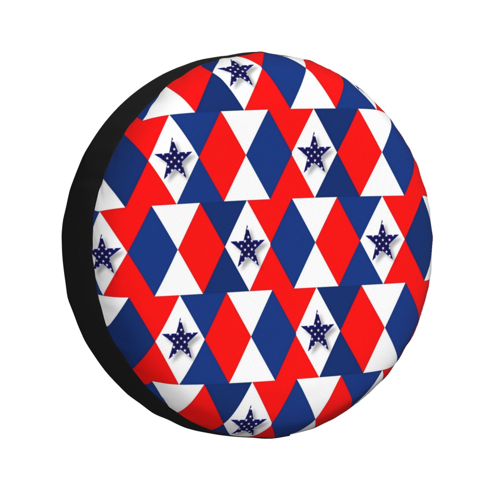 DouZhe Waterproof Spare Tire Cover， Patriotic Red White Blue 3D Stars Prints Adjustable Wheel Covers Fit for Jeep Trailer RV SUV Car， 14 inch