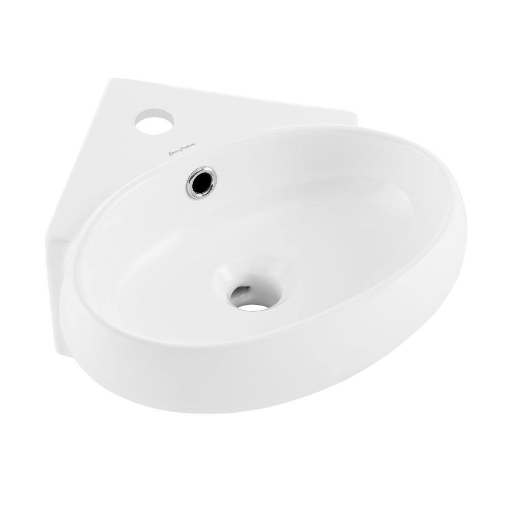 Swiss Madison Plasir Ceramic Corner Novelty Wall Hung Vessel Sink in White SM-WS328