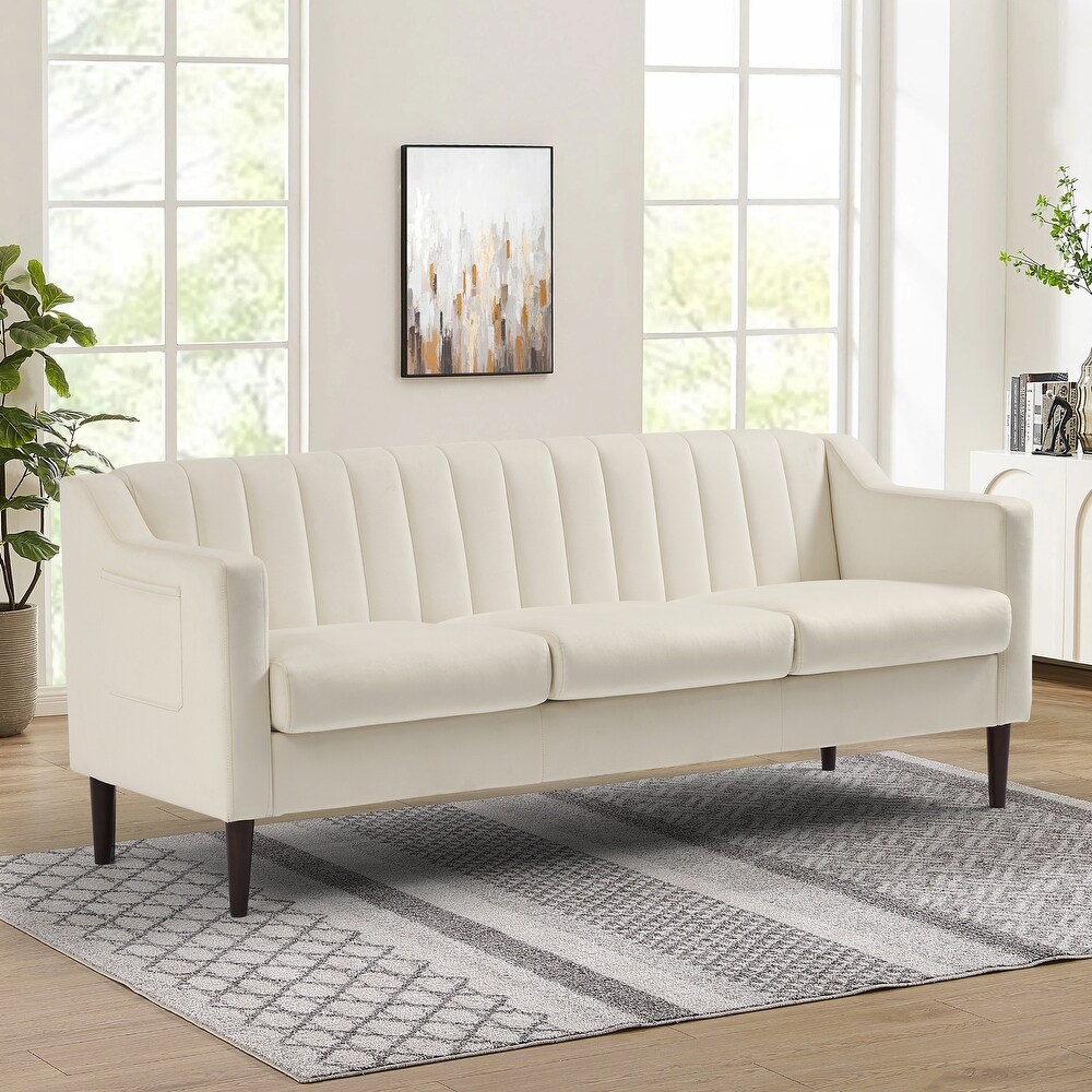 White Elegant Chesterfield 3 Seater Sofa with Side Storage and Comfortable Design