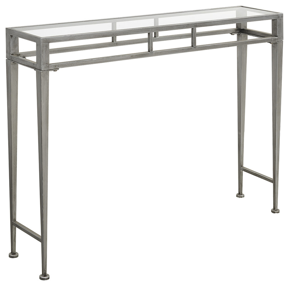 Convenience Concepts Gold Coast Julia Hall Console Table in Silver Metal Frame   Industrial   Console Tables   by Convenience Concepts  Houzz