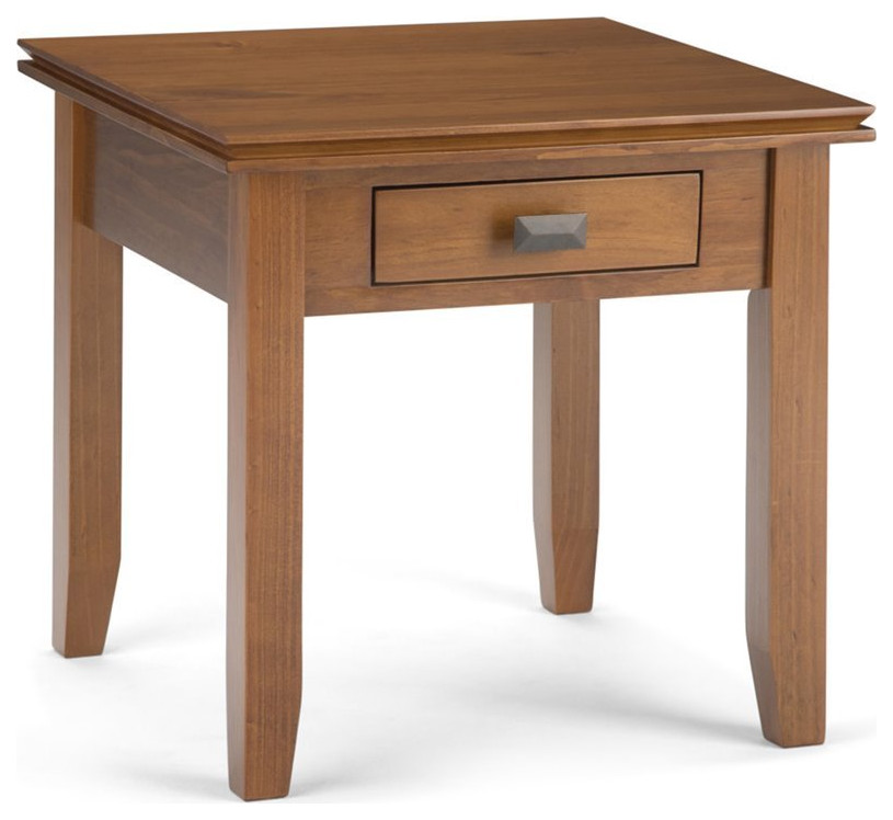 Pemberly Row 21 quotSquare Transitional Wood End Side Table in Brown   Transitional   Side Tables And End Tables   by Homesquare  Houzz