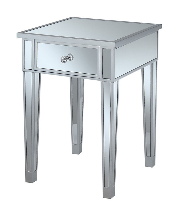 Convenience Concepts Gold Coast Mirrored 1 Drawer End Table