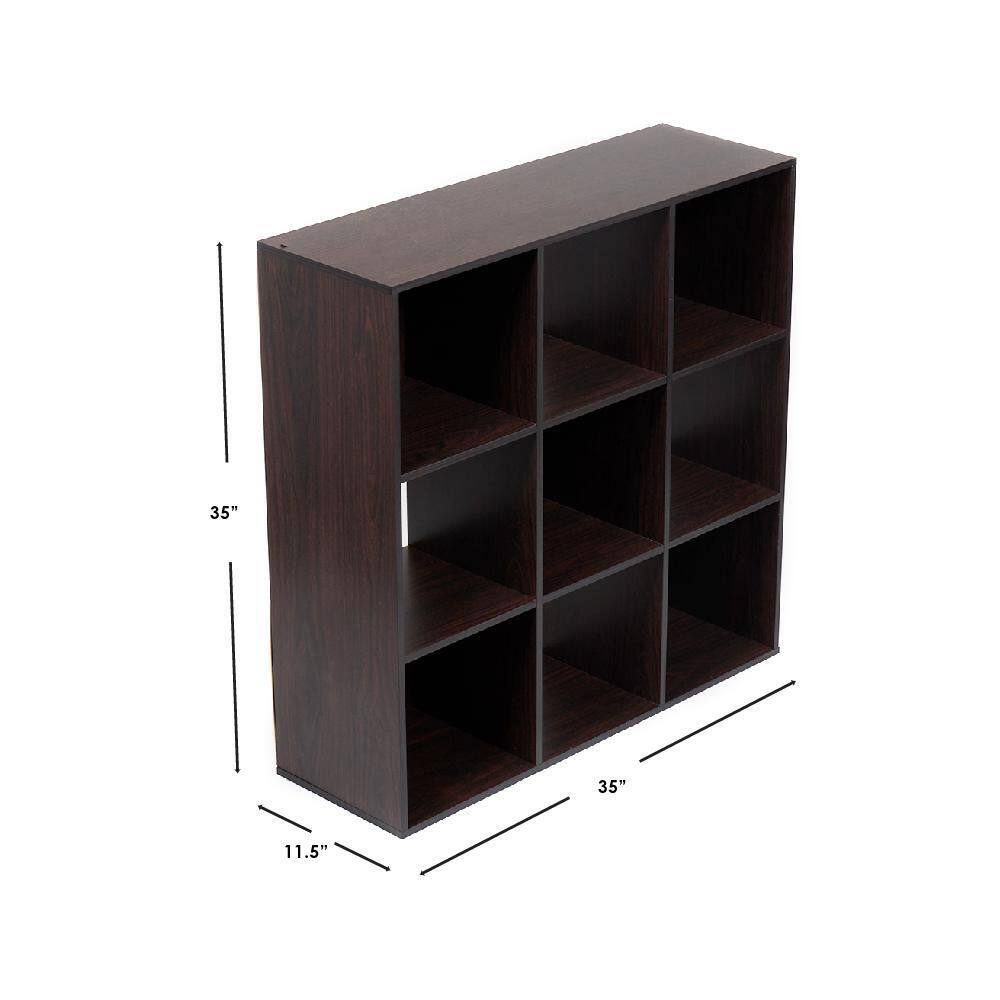 Home Basics Open and Enclosed 9 MDF Cube Organizer Espresso HDC92673