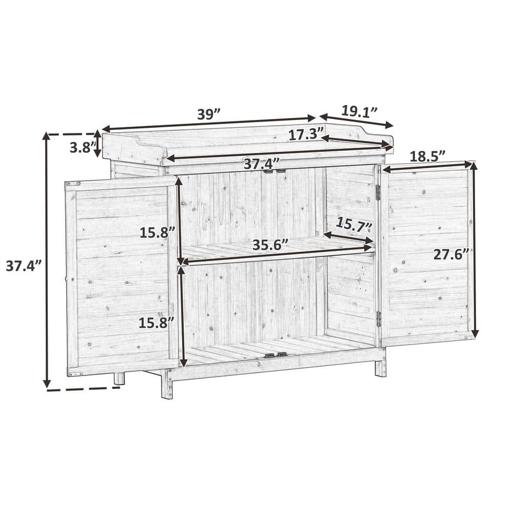 cenadinz Outdoor 39 in. Potting Bench Table， Rustic Garden Wood Workstation Storage Cabinet Garden Shed H-WF285324AAE