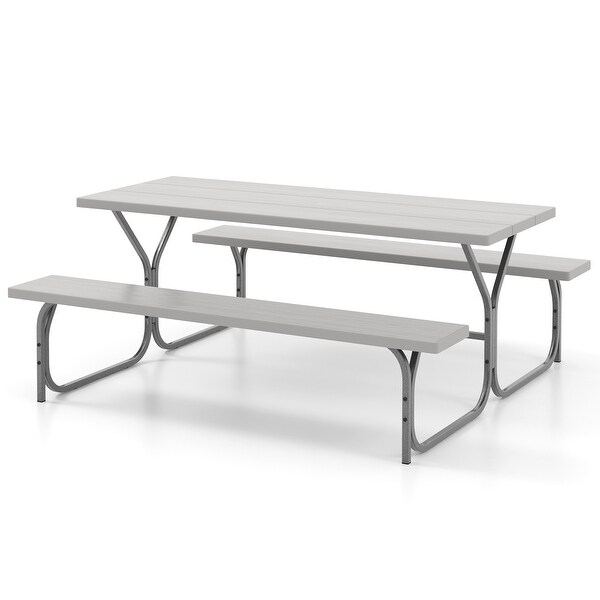 6 Feet Picnic Table Bench Set with HDPE Tabletop for 8 Person