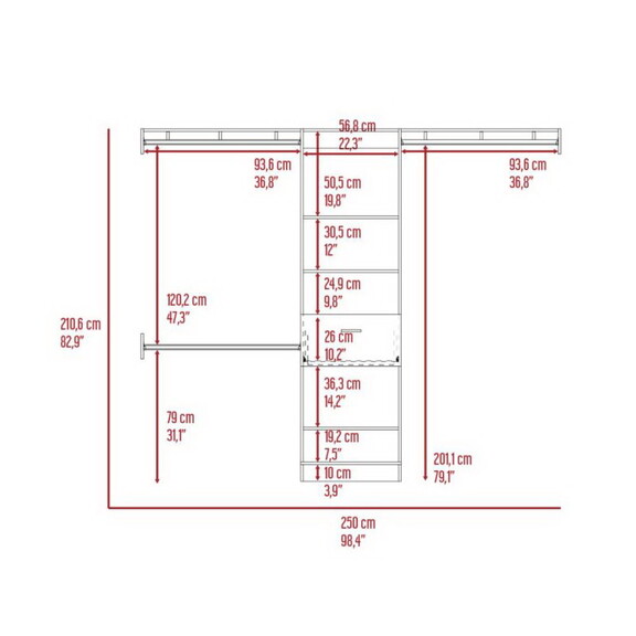 Calveston 1 Drawer 4 Shelf Closet System Black Wen...