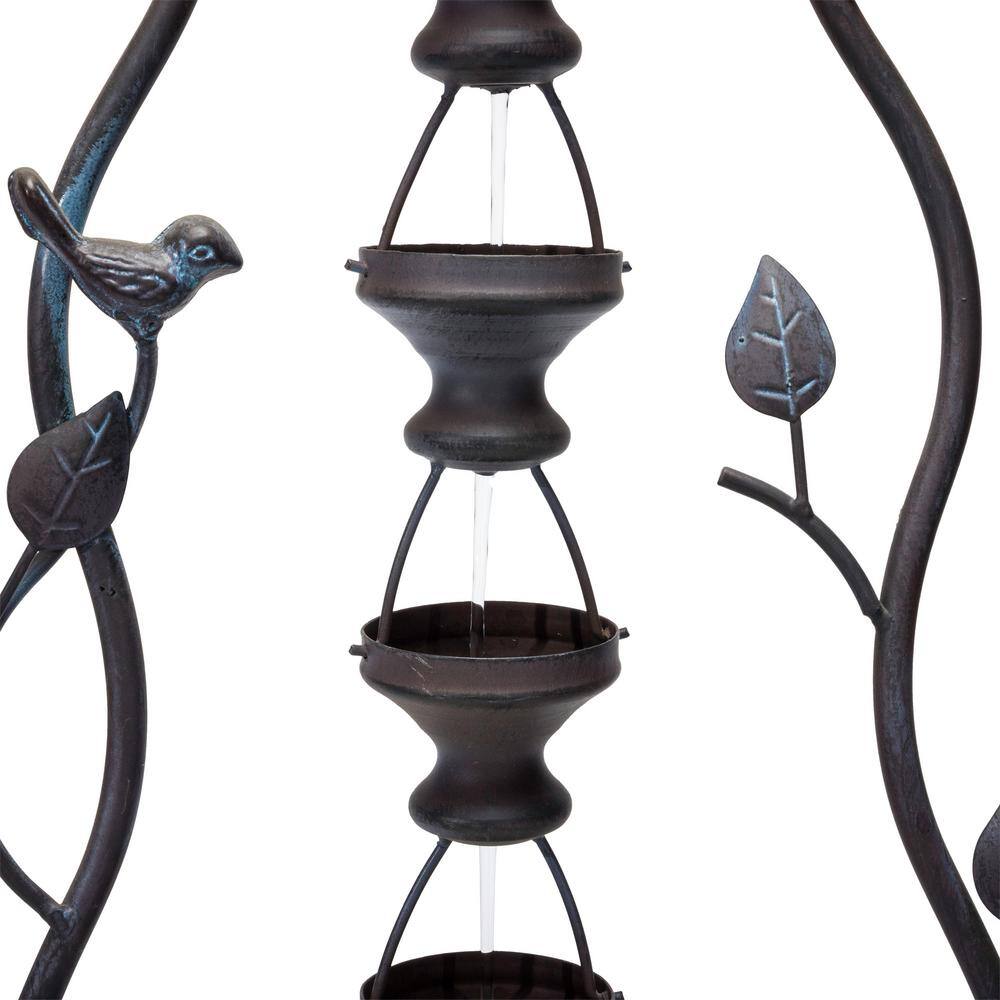 Alpine Corporation 41 in. Tall Indoor/Outdoor Metal Hanging 7-Cup Tiered Floor Water Fountain, Bronze MAZ256