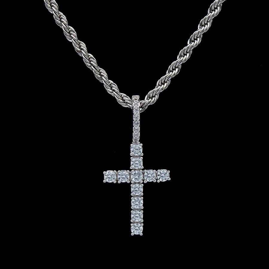 Micro Diamond Cross in White Gold