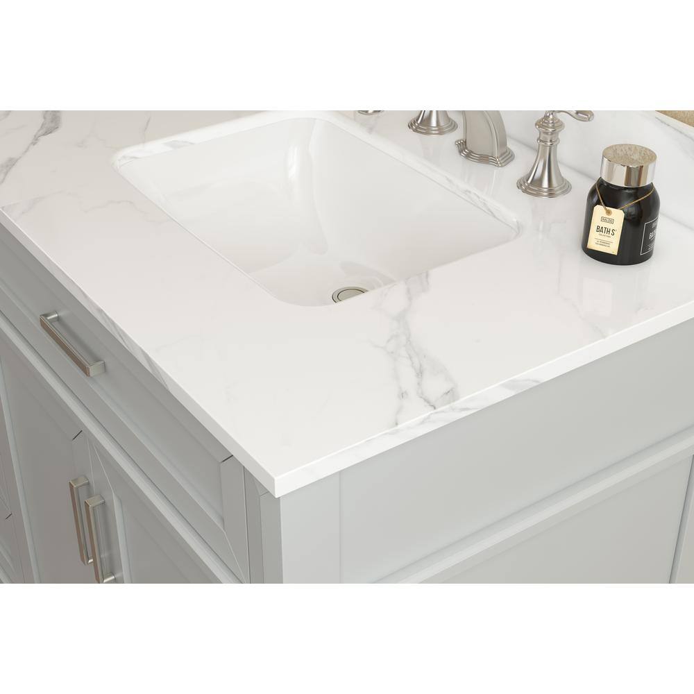 Home Decorators Collection Talmore 60 in. W x 22 in. D x 35 in. H Freestanding Bath Vanity in Gray with White Cultured Marble Top VA-FC0201