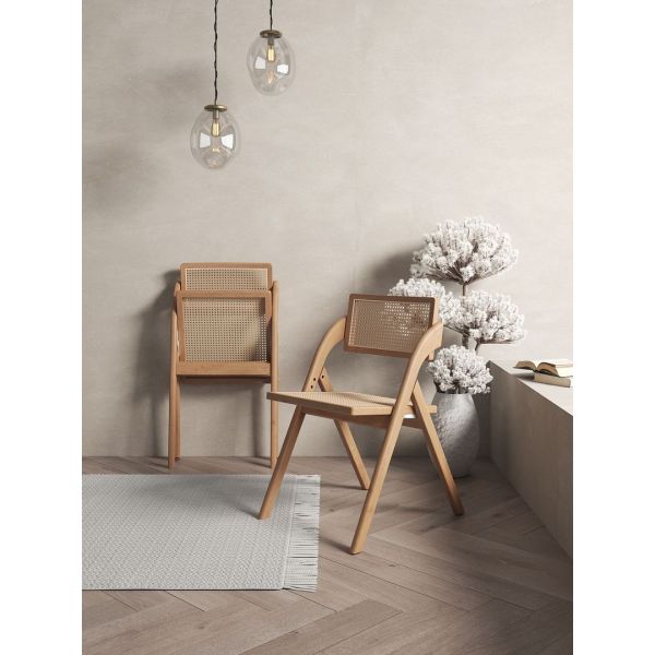 Lambinet Folding Dining Chair in Nature Cane- Set of 4