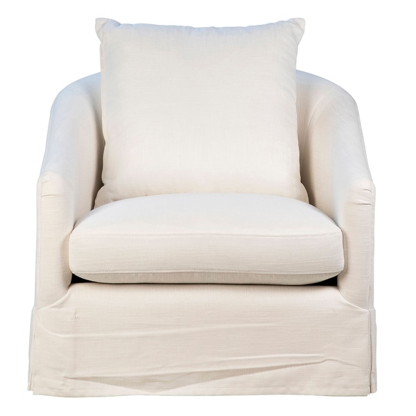 Leo Upholstered Performance Linen Slip Cover Occasional Chair in Oatmeal