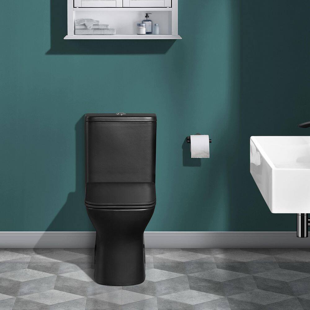 Swiss Madison Carre 10 in. Rough-In 1-piece 1.11.6 GPF Dual Flush Square Toilet in Matte Black Seat Included SM-1T276MB