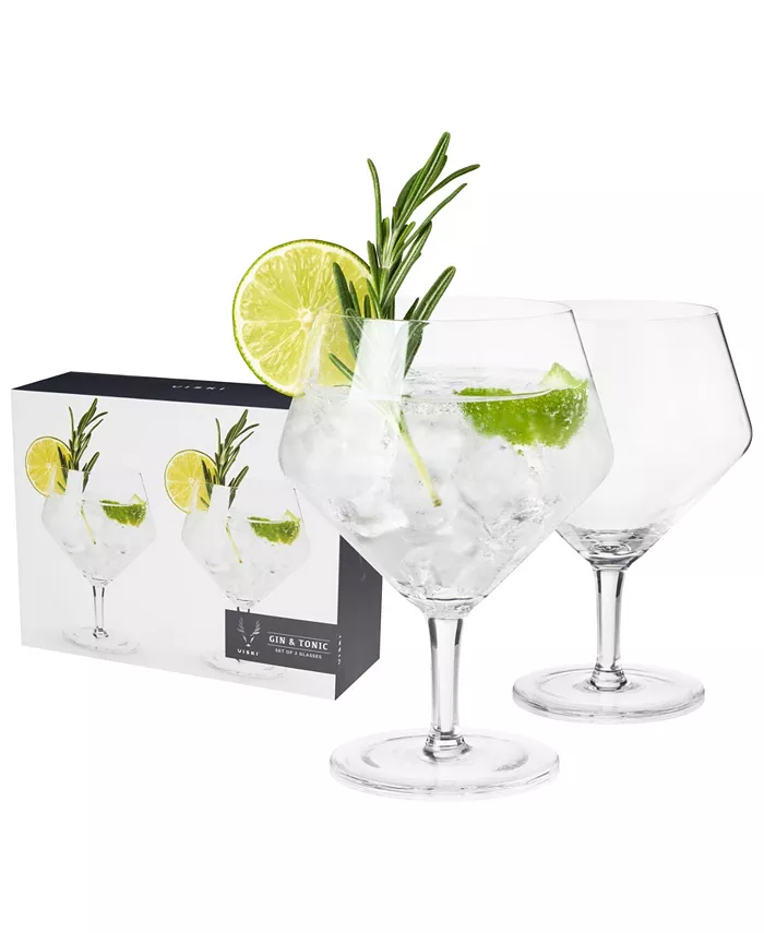 Viski Raye Angled Gin and Tonic Crystal Glasses Set of 2 14 Oz