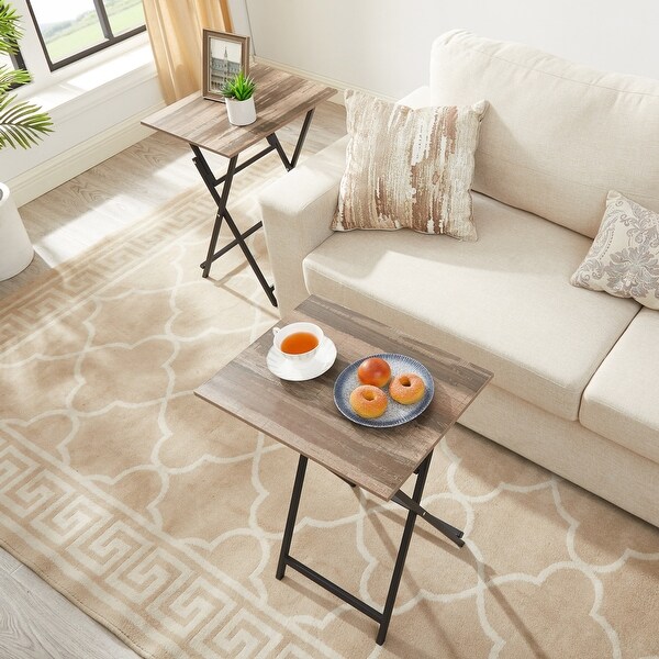 Single Dinning Folding Table Side Table for Eating at Couch 2 Piece