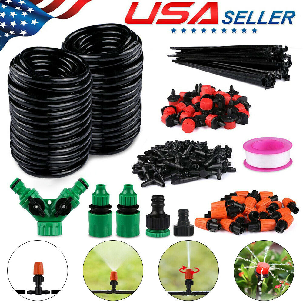 Paddsun 100Ft 30M Auto Drip Irrigation System Kit Timer Micro Sprinkler Garden Watering