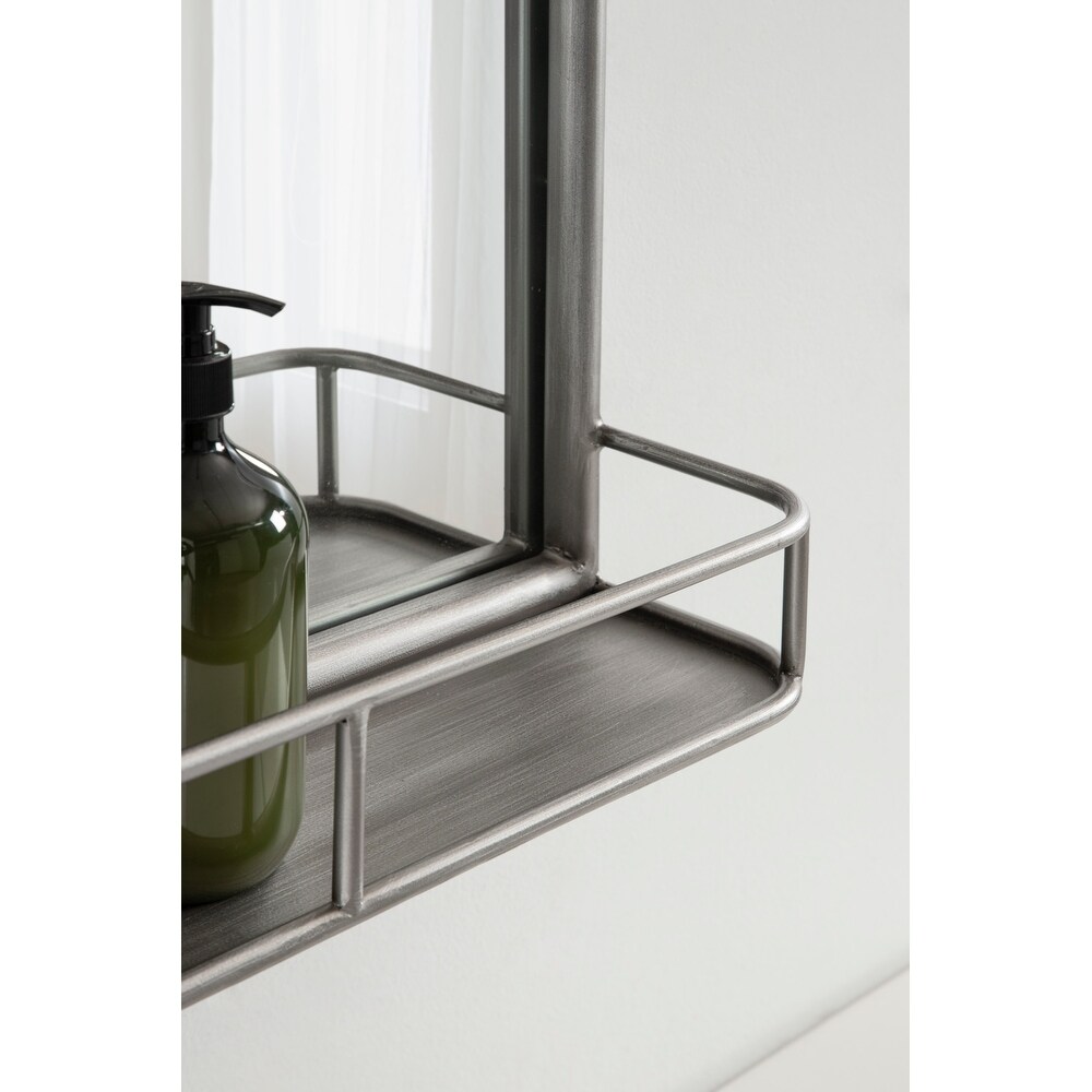 Kate and Laurel Estero Metal Framed Radius Rectangle Mirror with Shelf