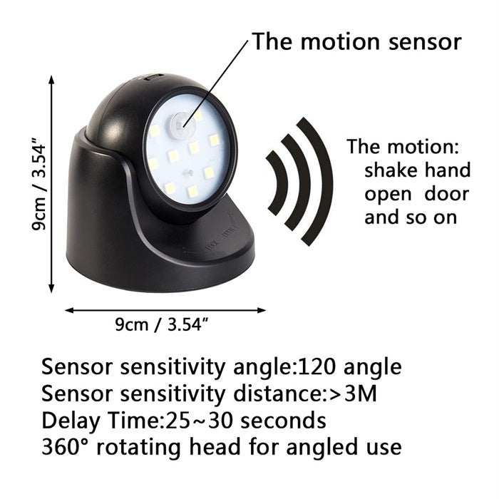 Willstar LED Motion Sensor Security Lights， 10Led Light PIR 360°Rotatable Lamp Night Light Battery Operated Indoor