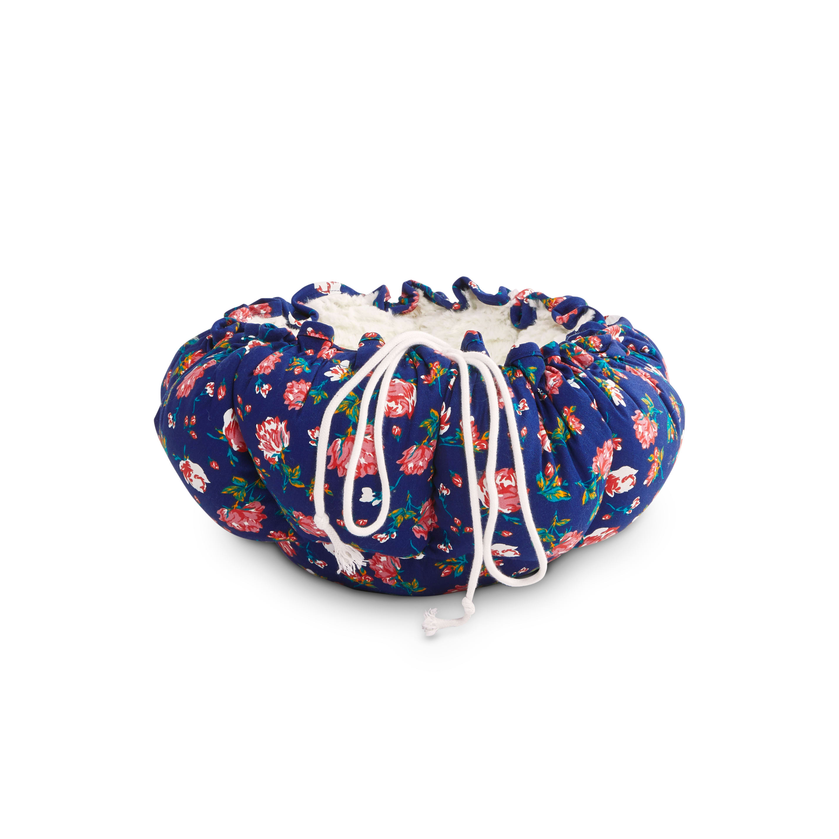 EveryYay Snooze Fest Navy Floral Printed Round Cat Bed， 16-20