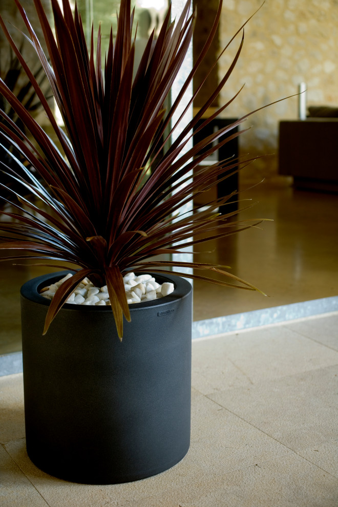 Studio Vondom Cylinder Planter 19.75 quotH Basic Anthracite   Transitional   Outdoor Pots And Planters   by Vondom  Houzz