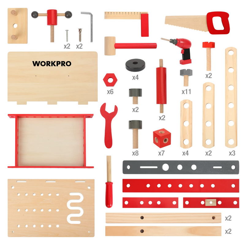 WORKPRO Wooden Building Toy Tools Set， Building Toy Set CreativeandampEduc