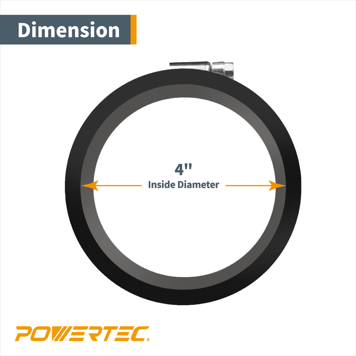 POWERTEC 70149 Dust Control Flex Cuff with Steel Clamps， 4-Inch