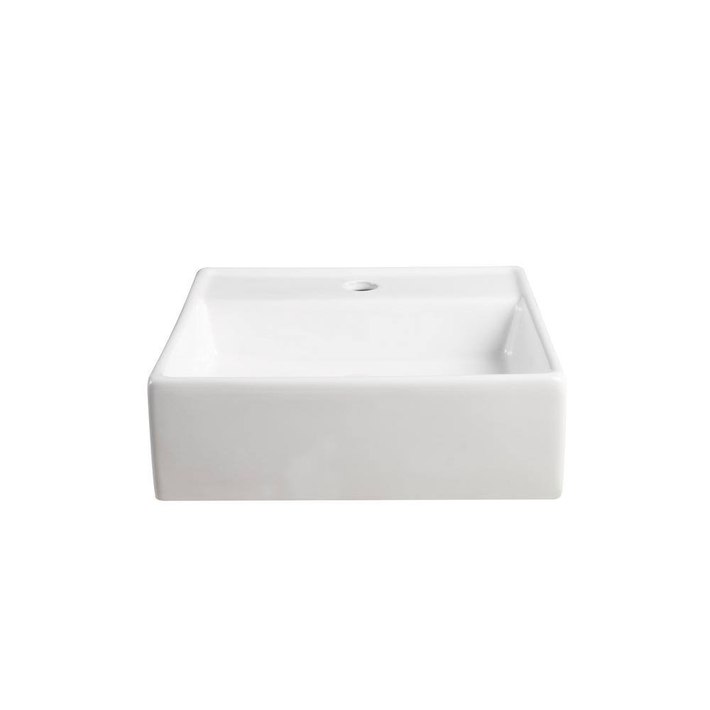 Elanti Wall-Mounted Square Bathroom Sink in White EC9868