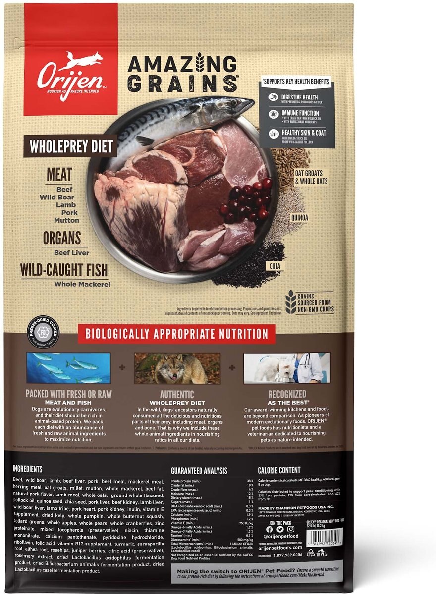 ORIJEN Amazing Grains Regional Red Dry Dog Food