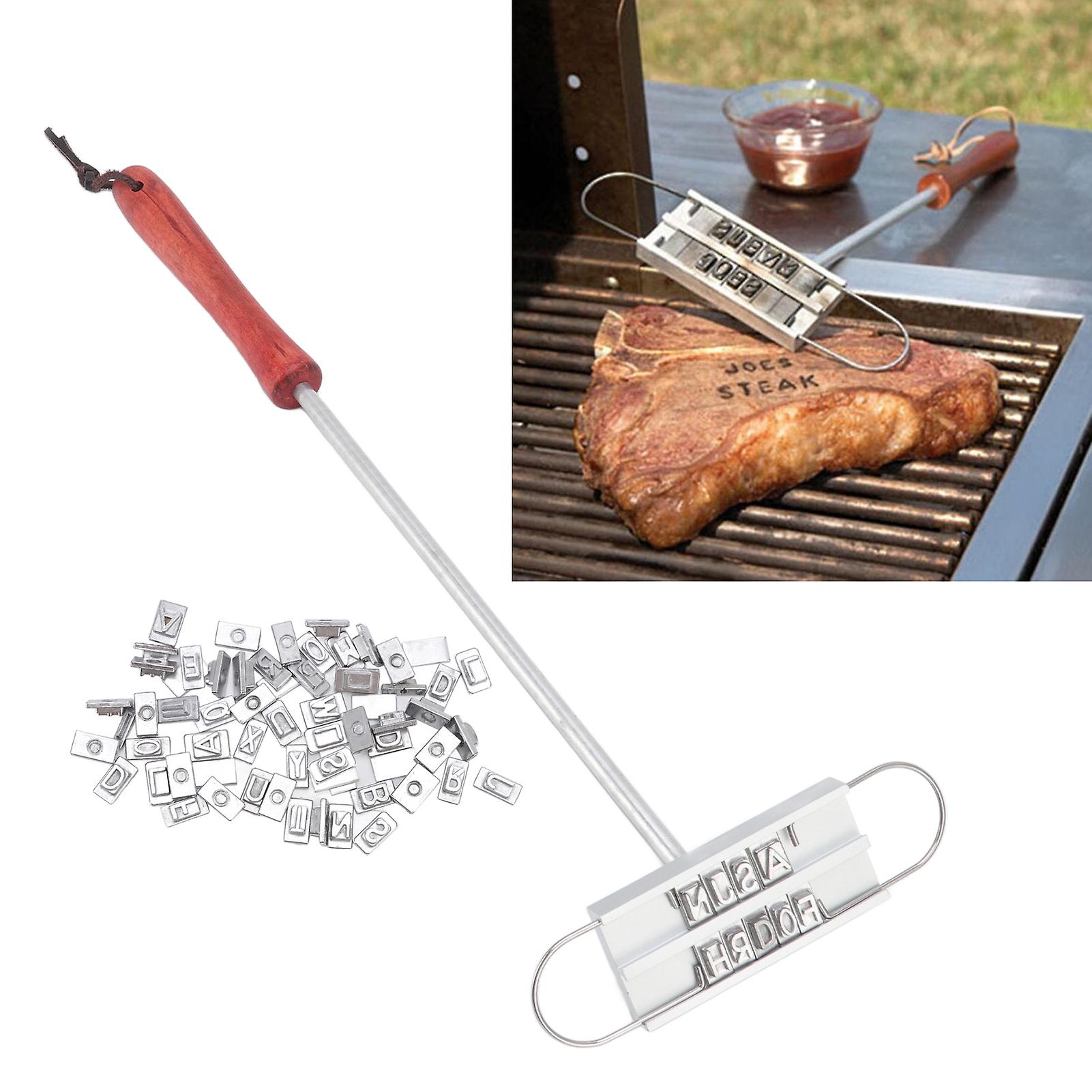 Bbq Branding Iron，  Stainless Steel Bbq Meat Branding Iron Personalized English Letters Steak Branding Iron With Wooden Handle For Bbq Gifts