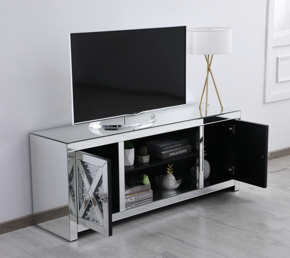 59 In. Crystal Mirrored Tv Stand   Contemporary   Entertainment Centers And Tv Stands   by Lighting World Decorators  Houzz