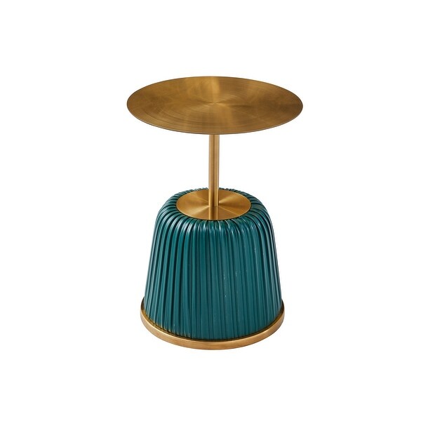 Metal Covered Side Table， Small Sofa Table， Exquisite End Table with Gold Table Top， Living Room Side Table