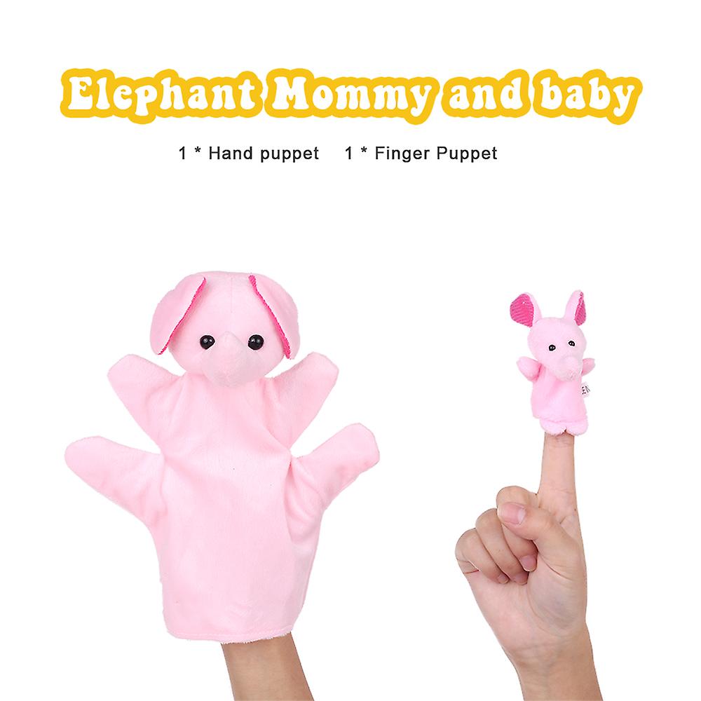 Animals Hand Puppets Finger Puppets Story Time Educational Puppet Set 2pcs Cartoon Animals Mother Baby For Children Shows Playtime Schools Elephant