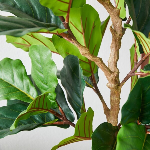 Glitzhome 5ft 61H Real Touch Fiddle Leaf Fig Artificial Tree in Pot