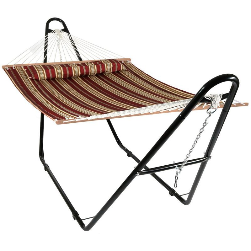 Ultimate Patio Quilted Double Hammock w/ Pillow and Universal Stand