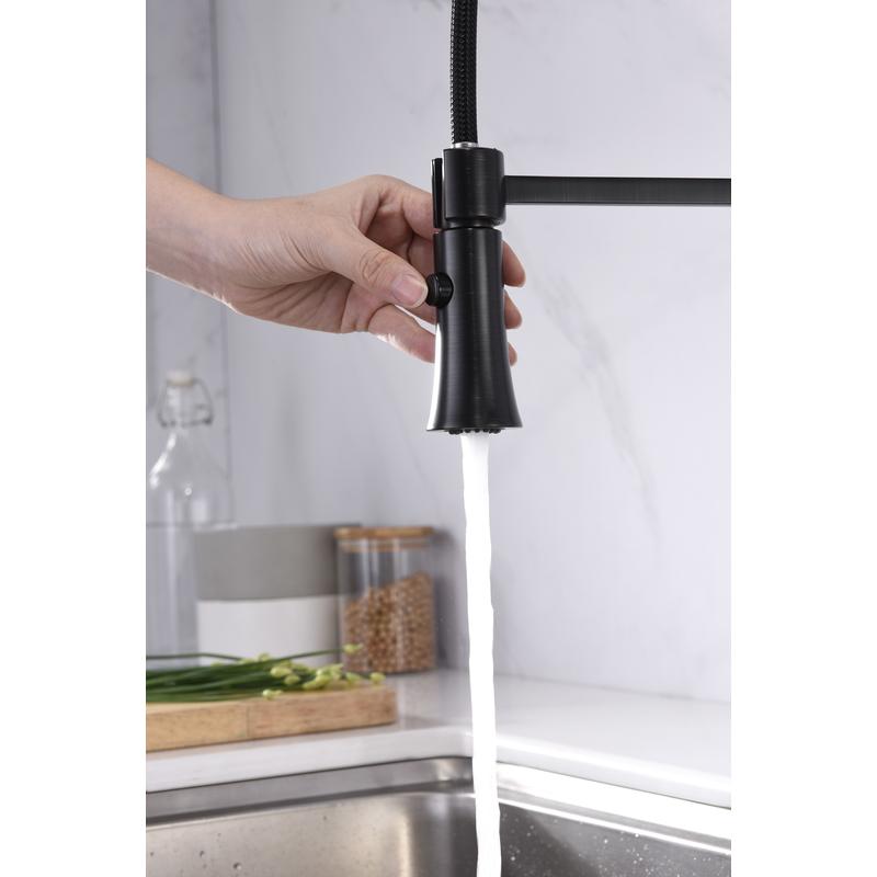 Ultra Faucets UF17205 Oil Rubbed Bronze Finish Single-Handle Kitchen Faucet with Pull-Down Spray