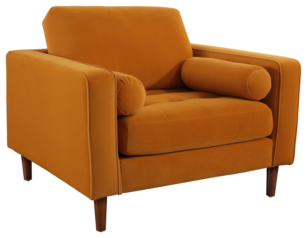 Frederick Modern Contemporary Velvet Armchair   Midcentury   Armchairs And Accent Chairs   by Crafters and Weavers  Houzz