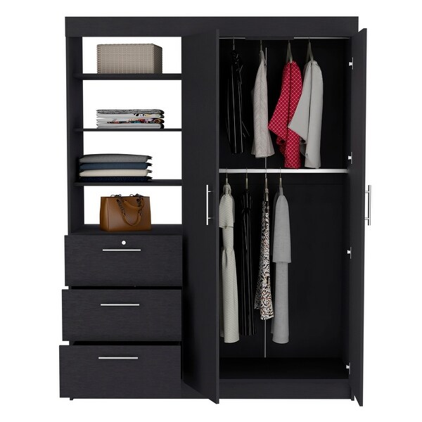 3 Drawers Armoire with 2 Door and 3-Tier Shelf - - 37846461