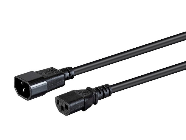 Monoprice Extension Cord 8 Feet Black Iec 60320 C14 To Iec 60320 C13 14awg 15a 100 250v For Powering Computers Monitors And Other