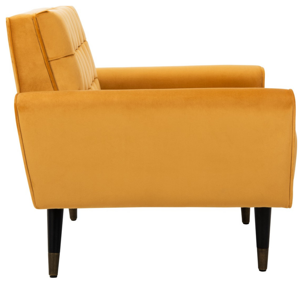Meris Tufted Arm Chair Marigold/Black/Brass   Midcentury   Armchairs And Accent Chairs   by V.S.D Furniture  Houzz
