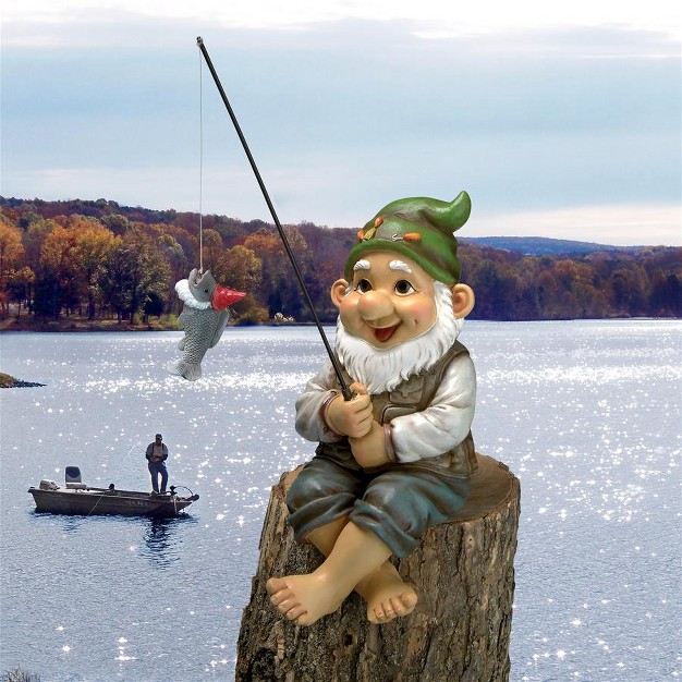 Design Toscano Ziggy The Fishing Gnome Garden Sitter Statue Multicolored