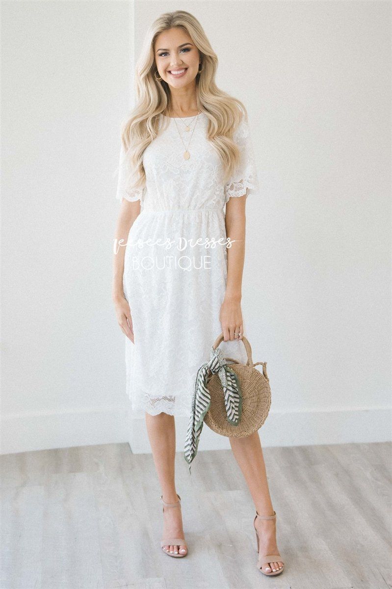 Ivory Scallop Lace Dress