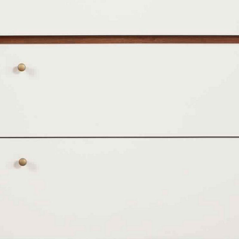 3 Drawer Wood Chest with Round Pulls and Angled Legs， Small，White and Brown