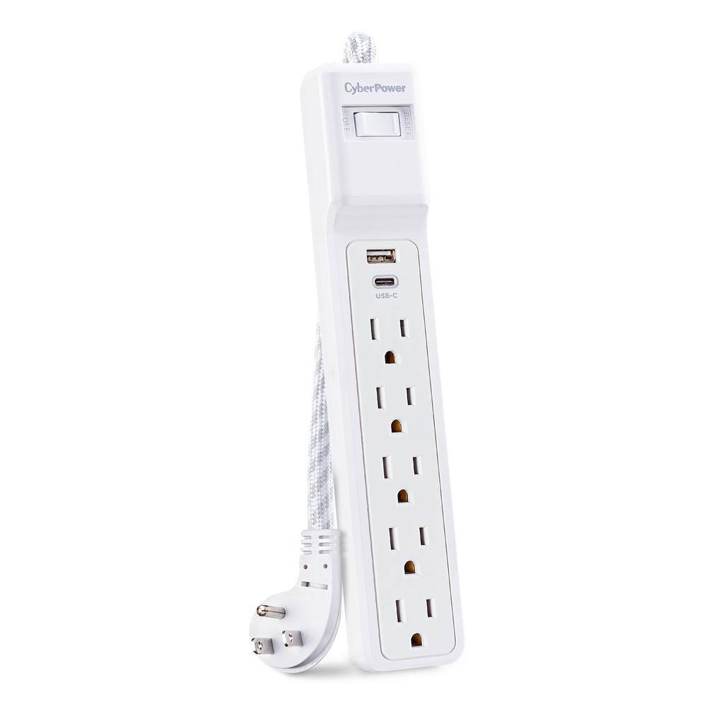 CyberPower 5-Outlet 1 USB-A 1 USB-C Surge Protector with 4 ft. cord P504UC