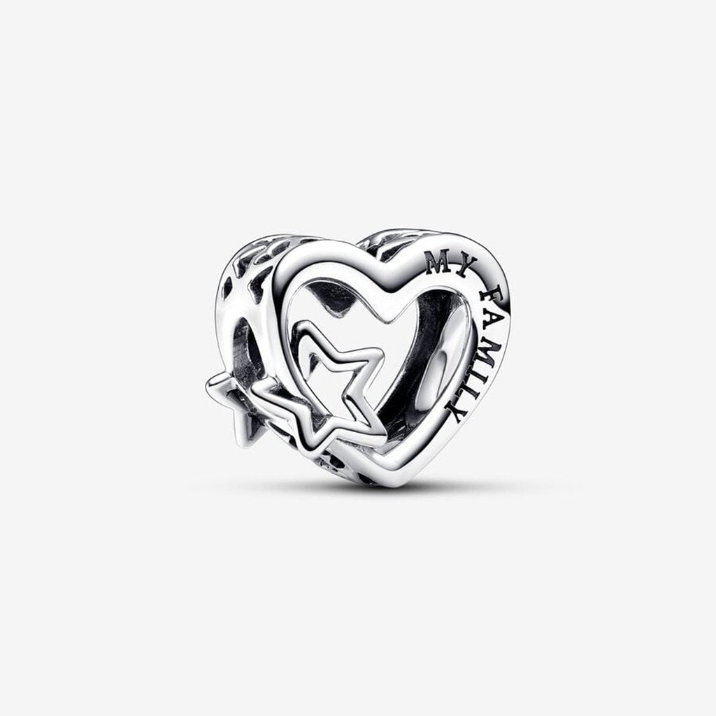 PANDORA  Openwork Family Heart & Star Charm