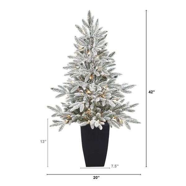 3.5' Flocked Artificial Christmas Tree with 50 Lights in Planter