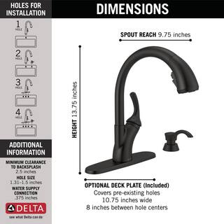 Delta Shiloh Single-Handle Pull-Out Sprayer Kitchen Faucet with ShieldSpray in Matte Black 19790Z-BLSD-DST