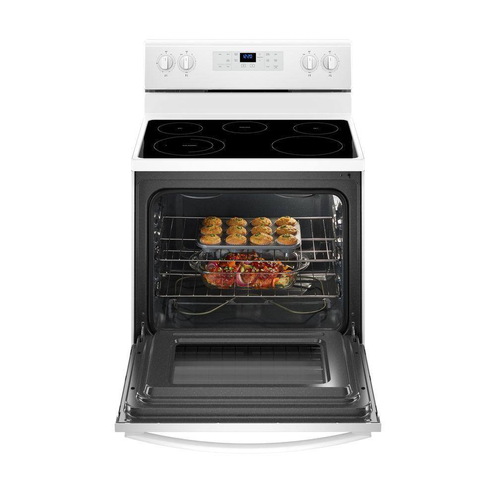 Whirlpool 5.3 cu. ft. Electric Range with Steam Clean and 5 Elements in White WFE505W0HW